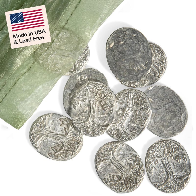 DANFORTH - Vilmain 'Tree of Life' Tokens/Pocket Charm | Pewter | Gift Bag | (Pack of 10) | Each Coin Measures 1 inch by 3/4 inch | Made in The USA - Image 1